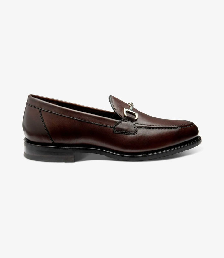 LOAKE KENSINGTON DARK BROWN LOAFER SLIP ON RUBBER SOLE F-MEDIUM