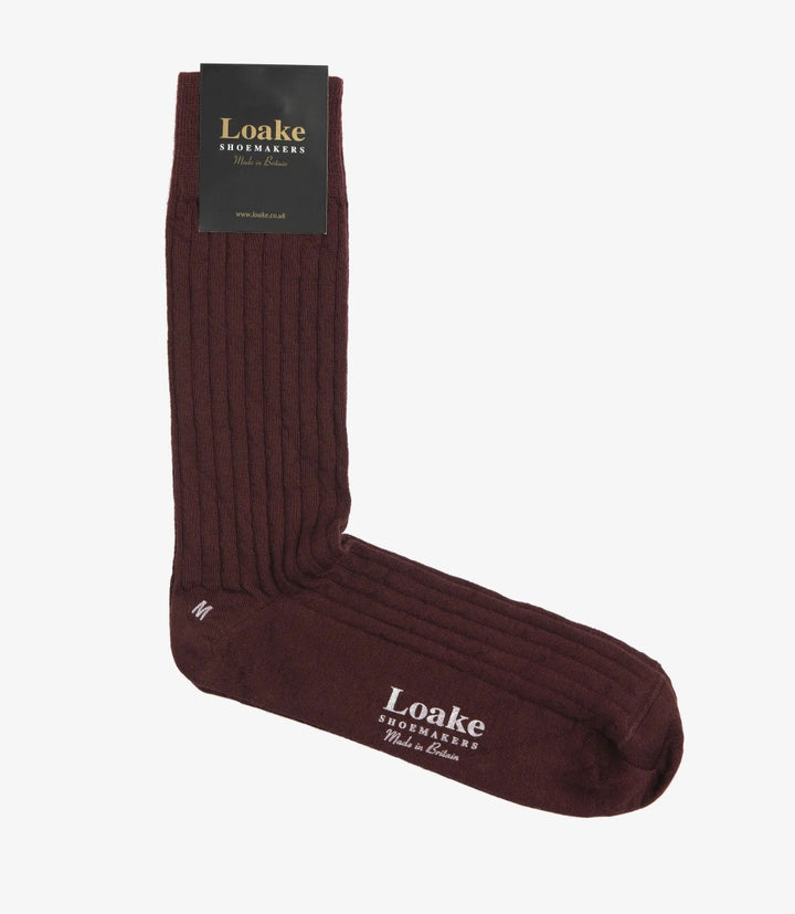 LOAKE RIB SOCKS BURGUNDY
