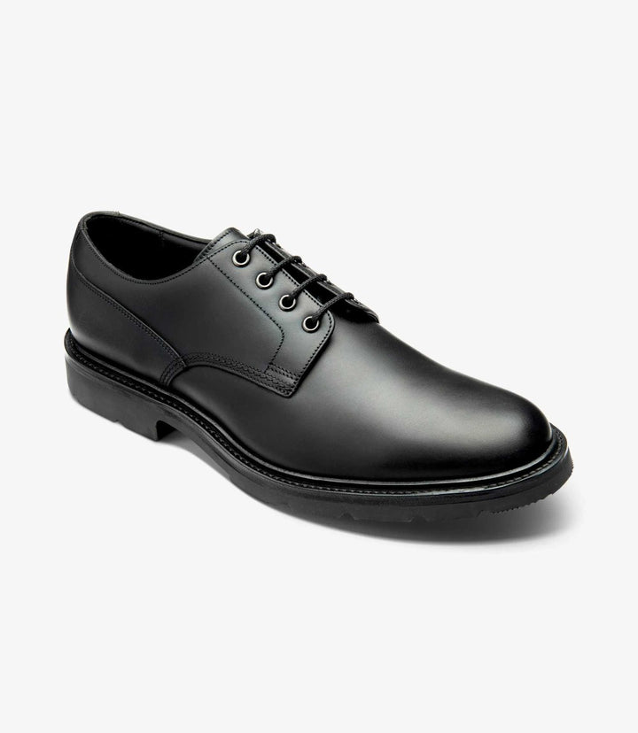 LOAKE RYDE BLACK DERBY RUBBER SOLE F-MEDIUM