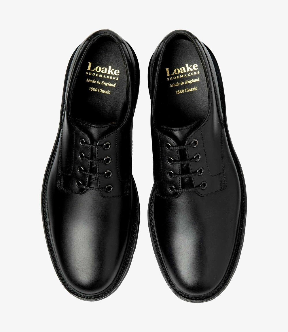 LOAKE RYDE BLACK DERBY RUBBER SOLE F-MEDIUM