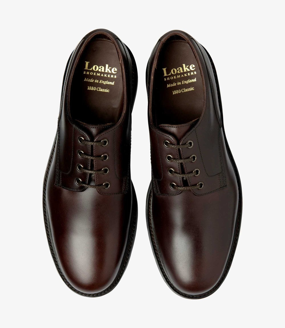 LOAKE RYDE DARK BROWN DERBY RUBBER SOLE F-MEDIUM