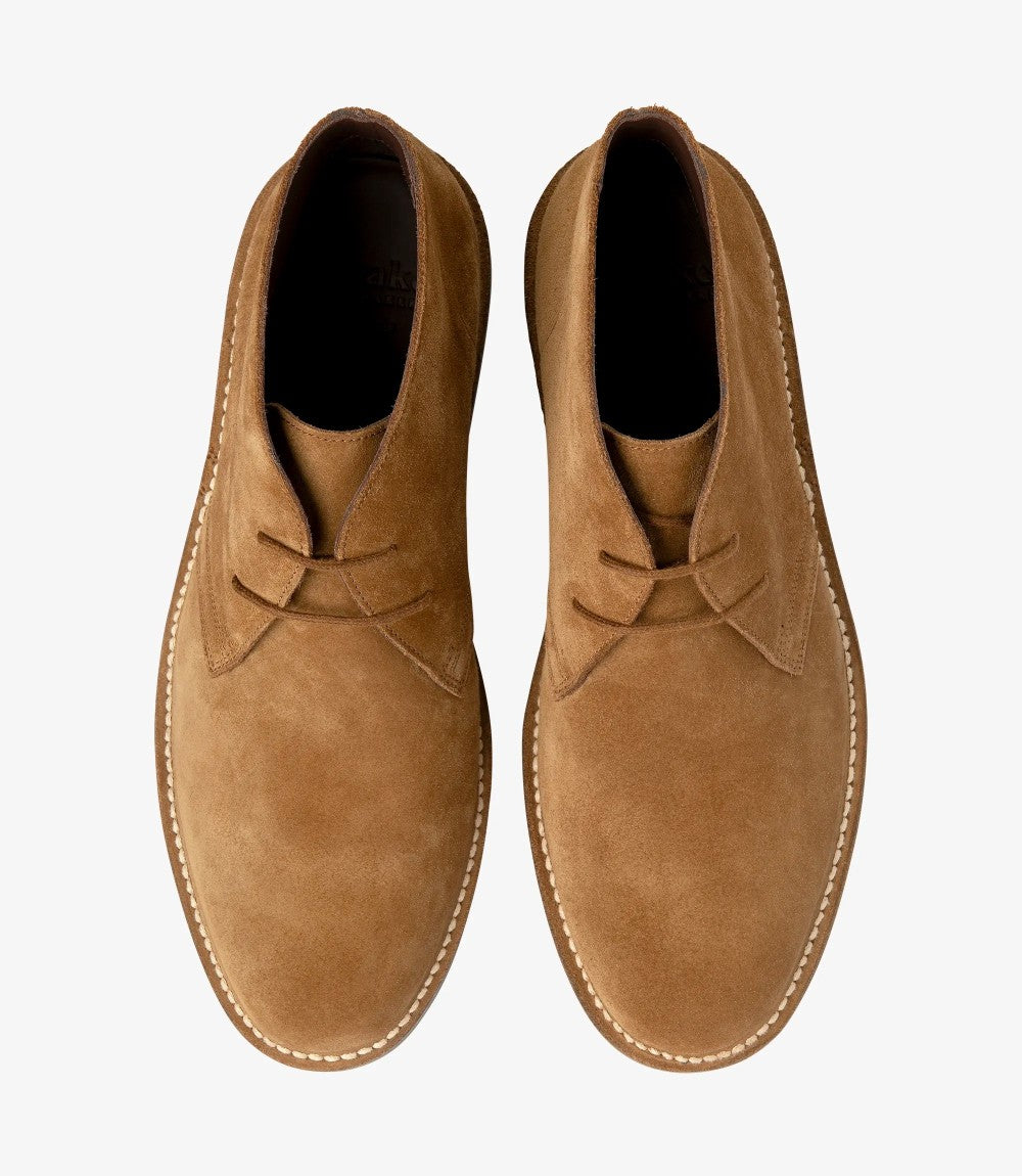 LOAKE SAHARA CHESTNUT SUEDE DERBY BOOT RUBBER SOLE F-MEDIUM
