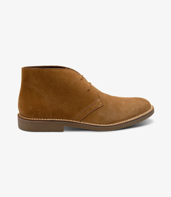 LOAKE SAHARA CHESTNUT SUEDE DERBY BOOT RUBBER SOLE F-MEDIUM