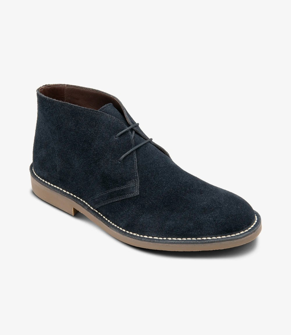 LOAKE SAHARA DARK NAVY SUEDE DERBY BOOT RUBBER SOLE F-MEDIUM