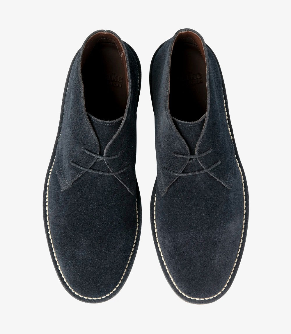 LOAKE SAHARA DARK NAVY SUEDE DERBY BOOT RUBBER SOLE F-MEDIUM