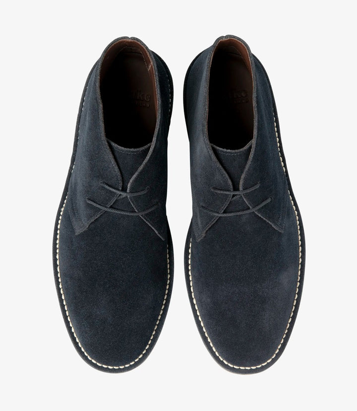 LOAKE SAHARA DARK NAVY SUEDE DERBY BOOT RUBBER SOLE F-MEDIUM