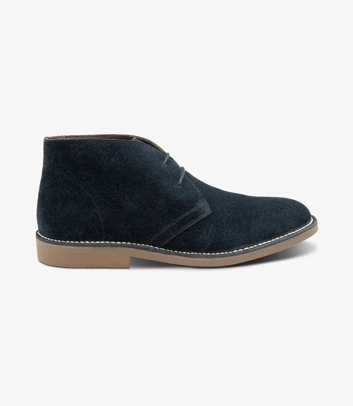 LOAKE SAHARA DARK NAVY SUEDE DERBY BOOT RUBBER SOLE F-MEDIUM