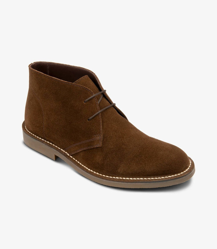 LOAKE SAHARA DARK BROWN SUEDE DERBY BOOT RUBBER SOLE F-MEDIUM