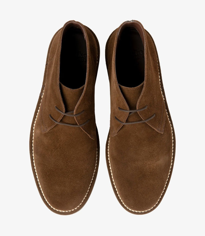 LOAKE SAHARA DARK BROWN SUEDE DERBY BOOT RUBBER SOLE F-MEDIUM