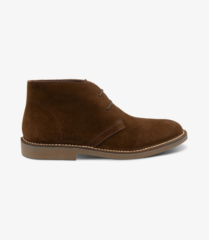 LOAKE SAHARA DARK BROWN SUEDE DERBY BOOT RUBBER SOLE F-MEDIUM