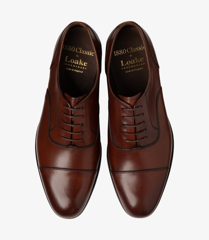 LOAKE STONEGATE MAHOGANY-DIS OXFORD TOE CAP LEATHER SOLE F-MEDIUM