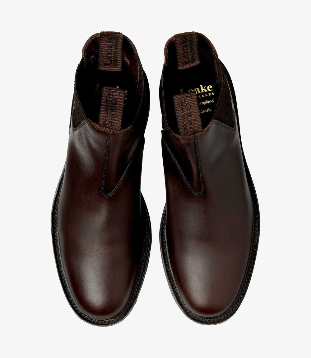 LOAKE TINTAGEL DARK BROWN CHELSEA BOOT SLIP ON RUBBER SOLE F-MEDIUM