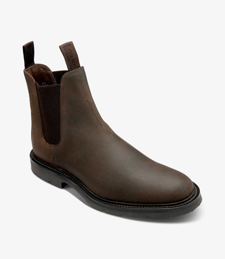 LOAKE TINTAGEL BROWN SUEDE CHELSEA BOOT SLIP ON RUBBER SOLE F-MEDIUM