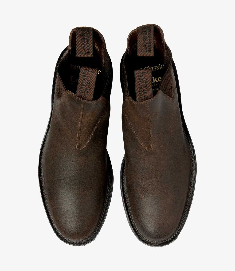 LOAKE TINTAGEL BROWN SUEDE CHELSEA BOOT SLIP ON RUBBER SOLE F-MEDIUM
