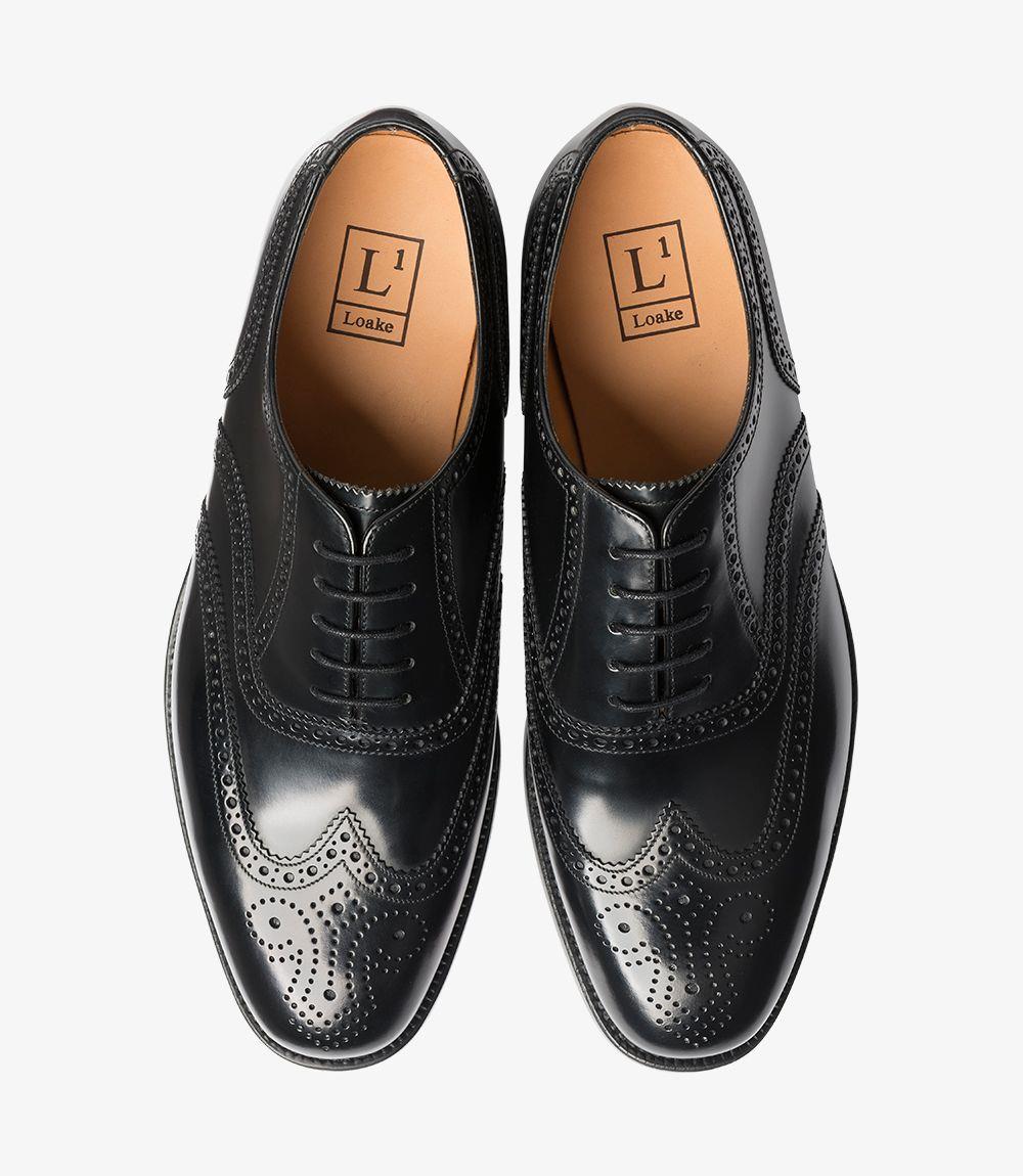 LOAKE 202 BLACK OXFORD BROGUE LEATHER SOLE G-WIDE