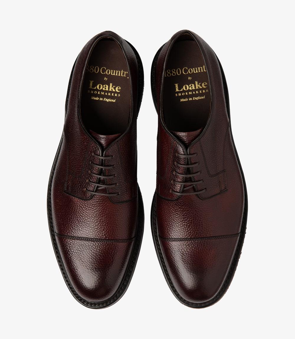 LOAKE AMPLEFORTH ROSEWOOD DERBY TOE CAP RUBBER SOLE F-MEDIUM