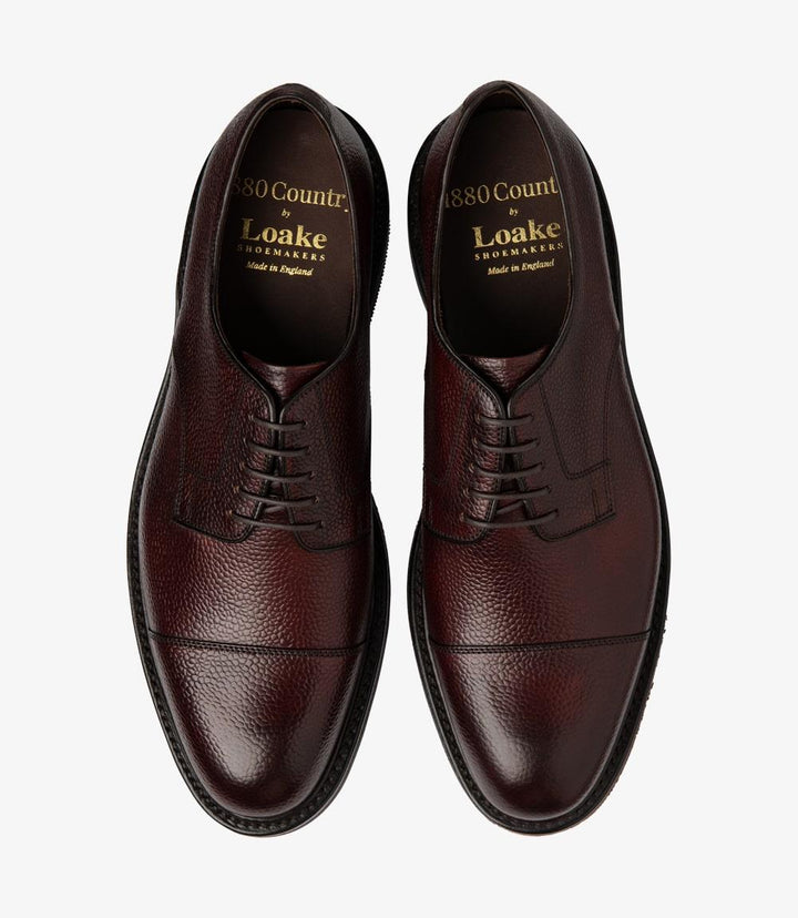 LOAKE AMPLEFORTH ROSEWOOD DERBY TOE CAP RUBBER SOLE F-MEDIUM