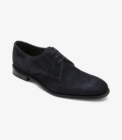LOAKE ATHERTON NAVY SUEDE DERBY LEATHER/RUBBER SOLE F-MEDIUM