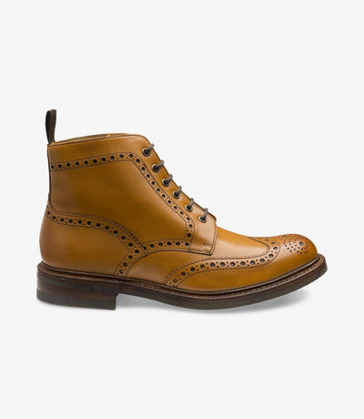 LOAKE BEDALE TAN BROGUE BOOT RUBBER SOLE G-WIDE