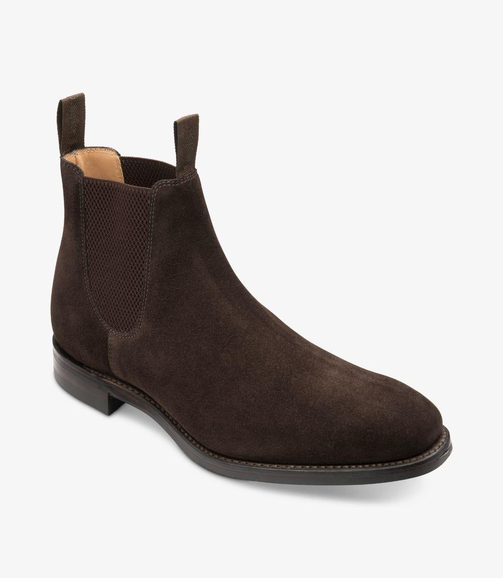 LOAKE CHATSWORTH DARK BROWN SUEDE CHELSEA BOOT RUBBER SOLE G-WIDE
