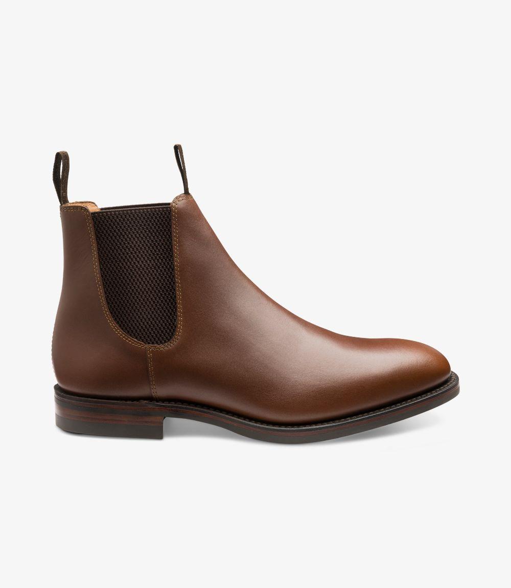 LOAKE CHATSWORTH BROWN LEATHER CHELSEA BOOT RUBBER SOLE G-WIDE