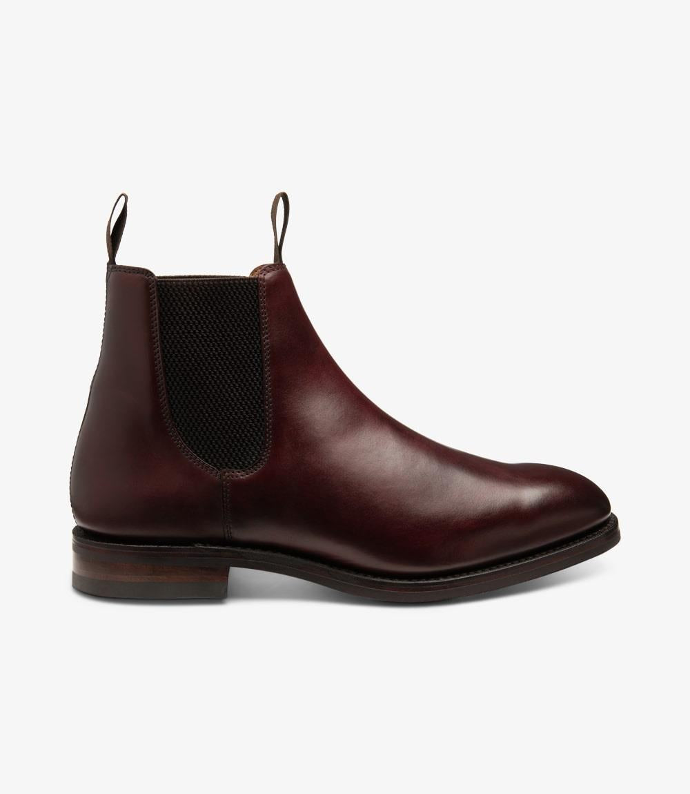 LOAKE CHATSWORTH BURGUNDY LEATHER CHELSEA BOOT RUBBER SOLE G-WIDE