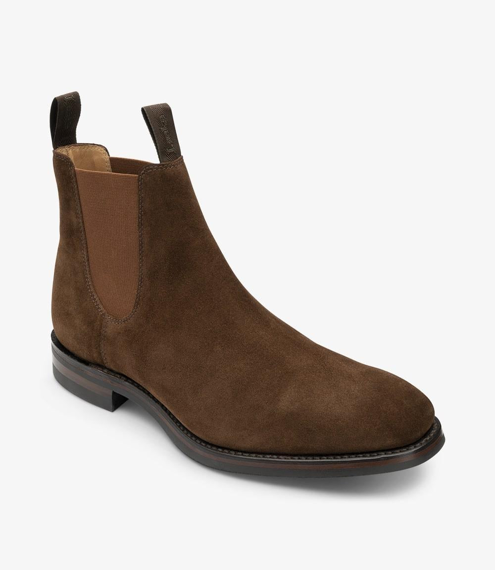LOAKE CHATSWORTH TOBACCO SUEDE CHELSEA BOOT RUBBER SOLE G-WIDE