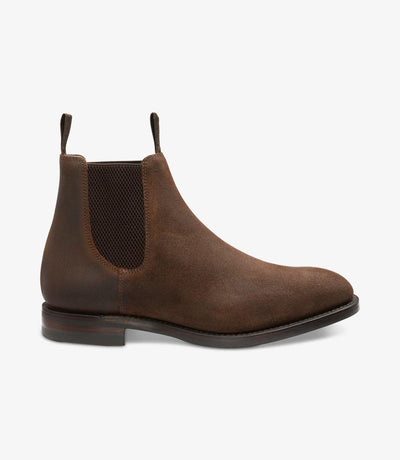 LOAKE CHATSWORTH BROWN WAXED SUEDE CHELSEA BOOT RUBBER SOLE G-WIDE