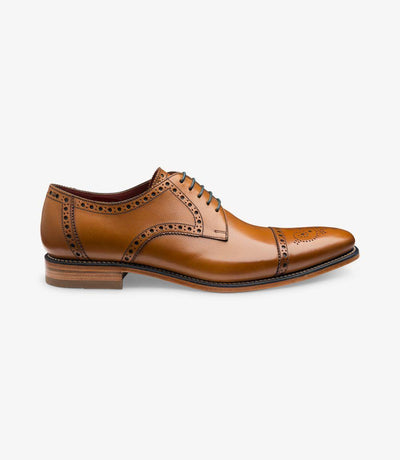 LOAKE FOLEY TAN DERBY SEMI BROGUE LEATHER SOLE F-MEDIUM