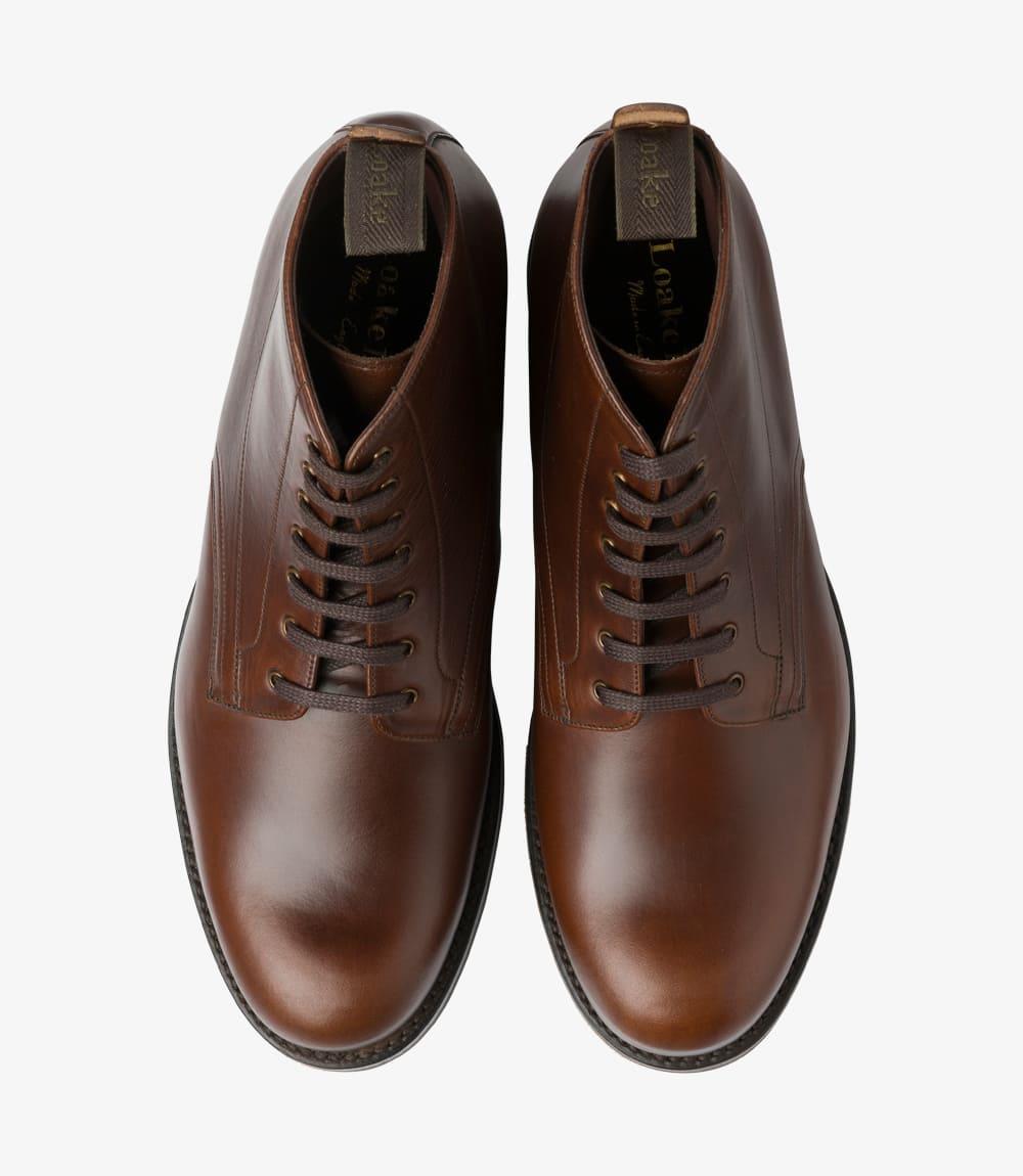 LOAKE HEBDEN-DIS BROWN DERBY BOOT RUBBER SOLE G-WIDE