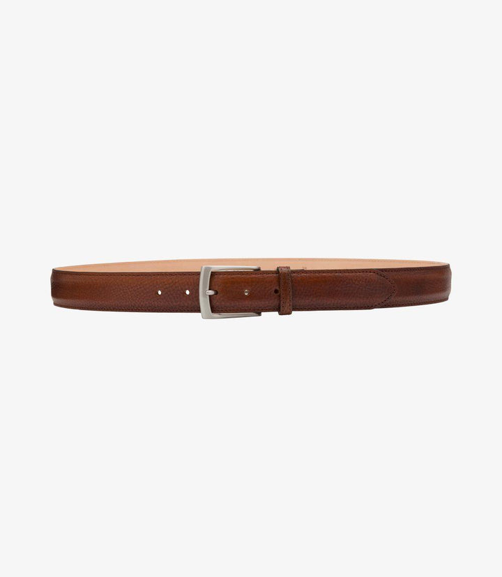 LOAKE HENRY MAHOGANY GRAIN LEATHER BELT