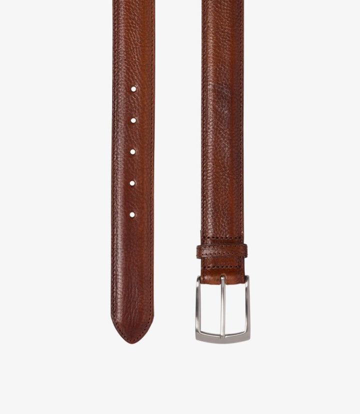 LOAKE HENRY MAHOGANY GRAIN LEATHER BELT