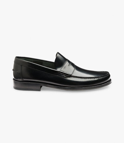 LOAKE PRINCETON BLACK LOAFER MOCCASIN LEATHER SOLE F-MEDIUM