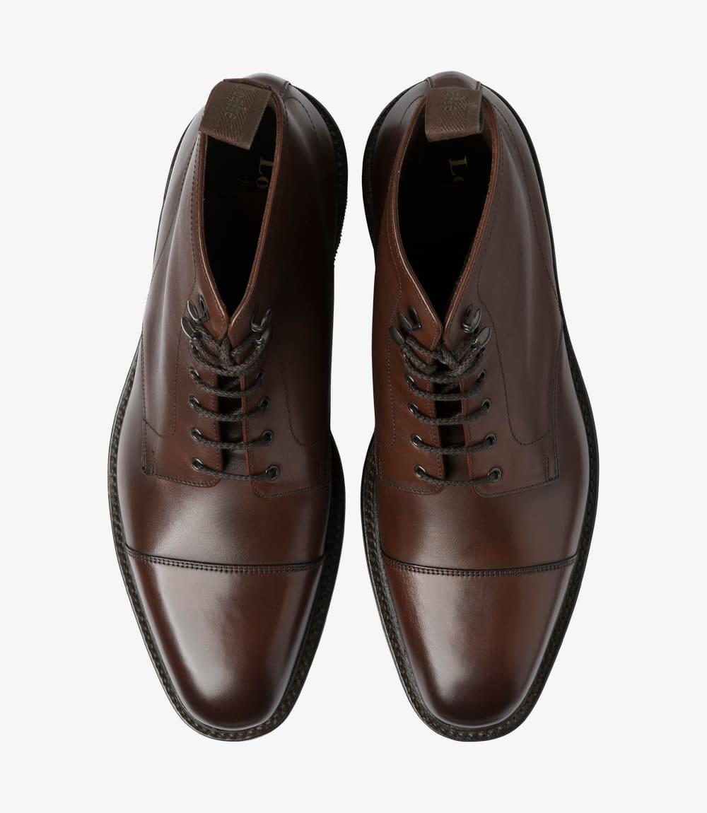 LOAKE ROEHAMPTON DARK BROWN DERBY BOOT RUBBER SOLE F-MEDIUM