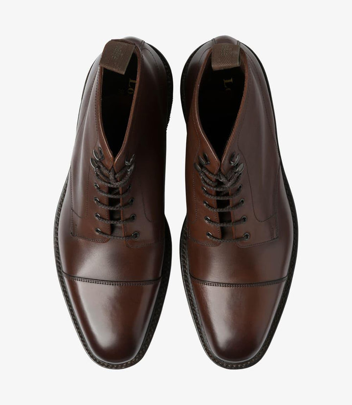 LOAKE ROEHAMPTON DARK BROWN DERBY BOOT RUBBER SOLE F-MEDIUM