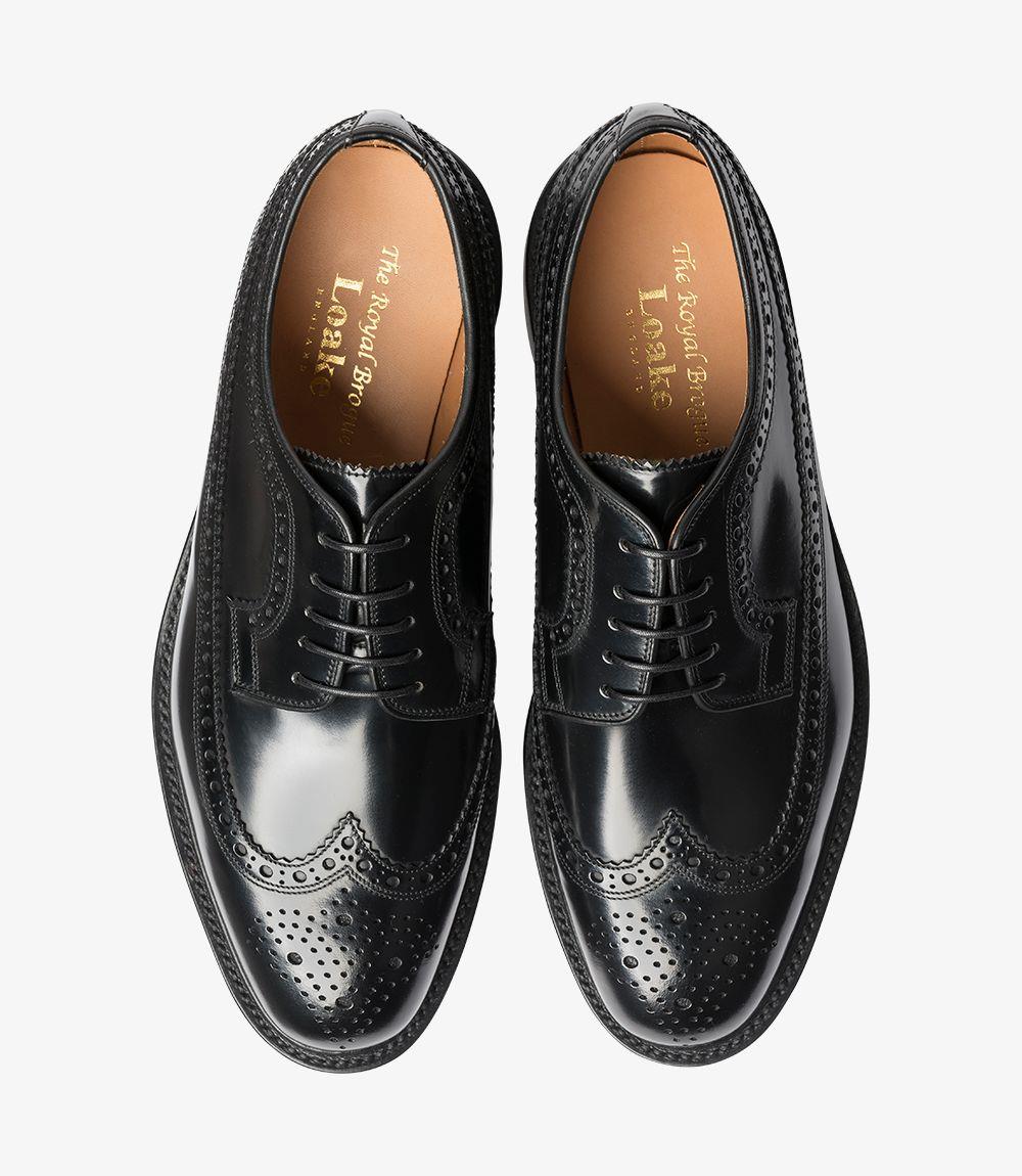 LOAKE ROYAL BLACK DERBY BROGUE DOUBLE LEATHER SOLE F-MEDIUM