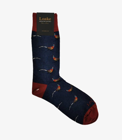 LOAKE PHEASANT SOCKS NAVY