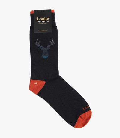 LOAKE STAG NAVY SOCKS